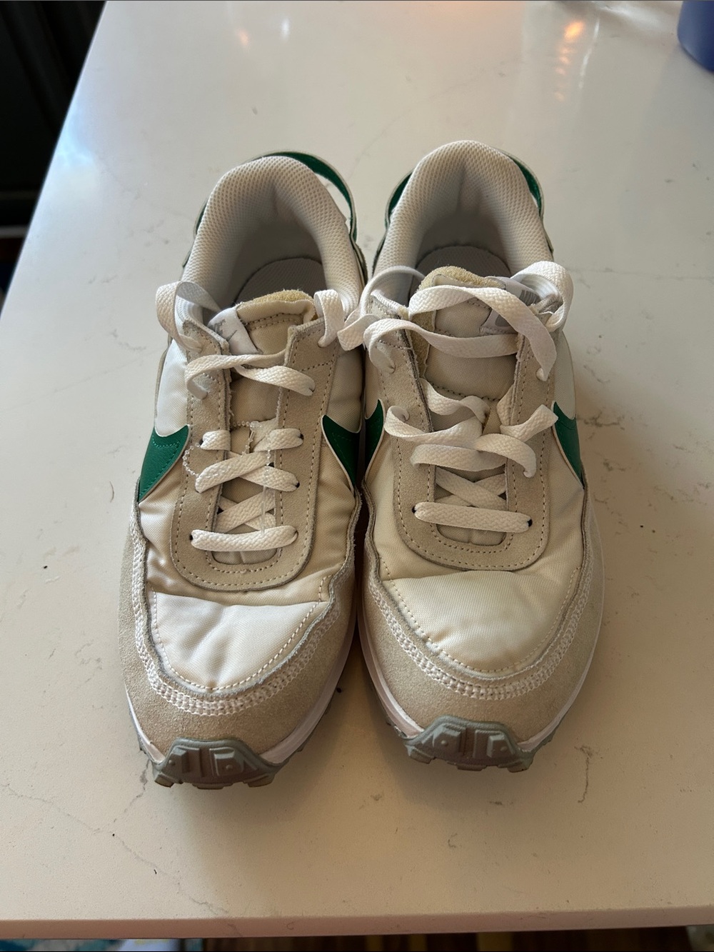 Nike White and Green Women's Athletic Sneakers